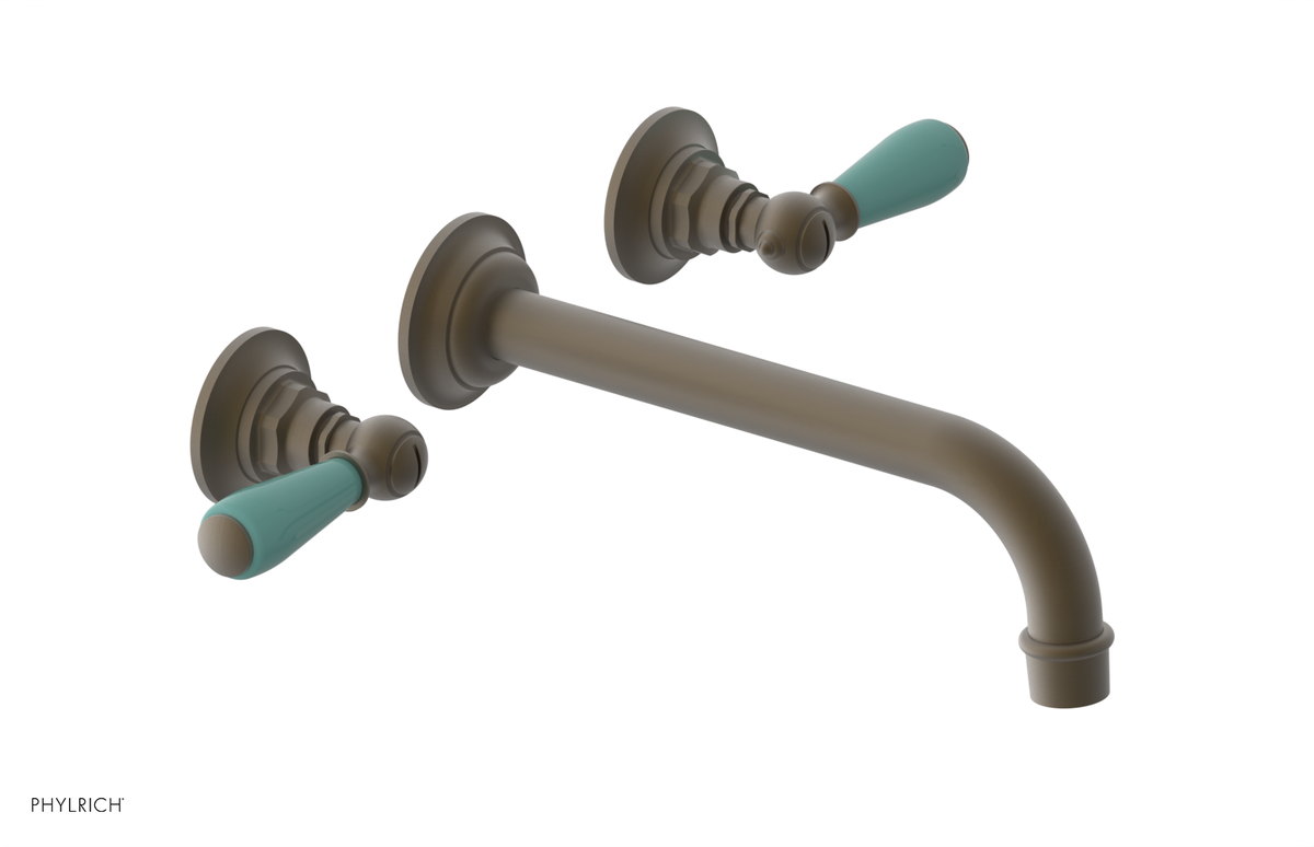 JAMESTOWN Wall Lavatory Set - 10" Spout - Lever Handle with "Turqoise" Accents 165-12-10