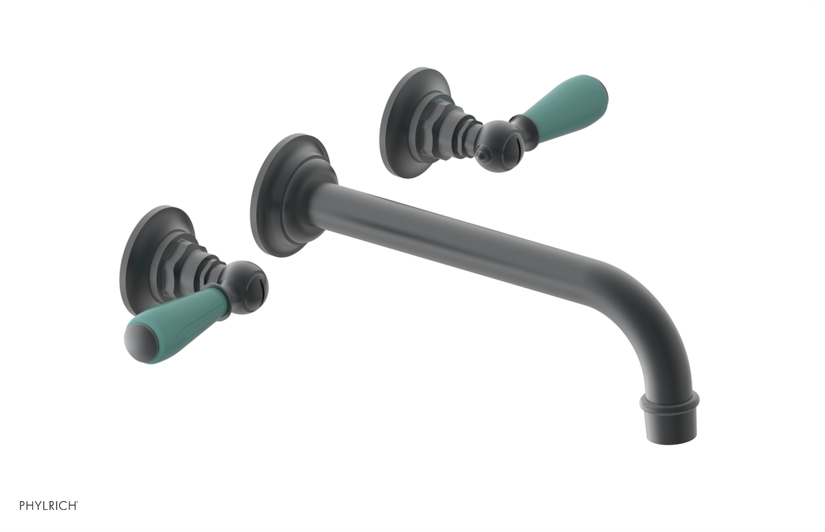 JAMESTOWN Wall Lavatory Set - 10" Spout - Lever Handle with "Turqoise" Accents 165-12-10
