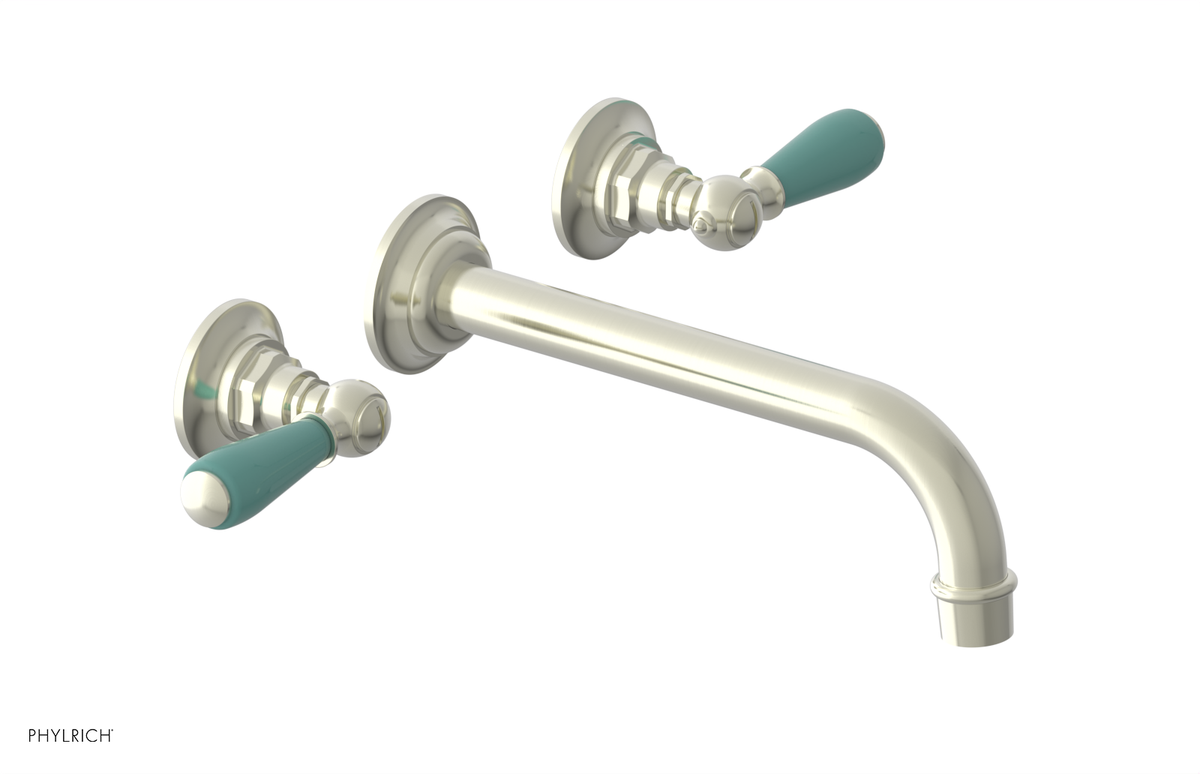 JAMESTOWN Wall Lavatory Set - 10" Spout - Lever Handle with "Turqoise" Accents 165-12-10
