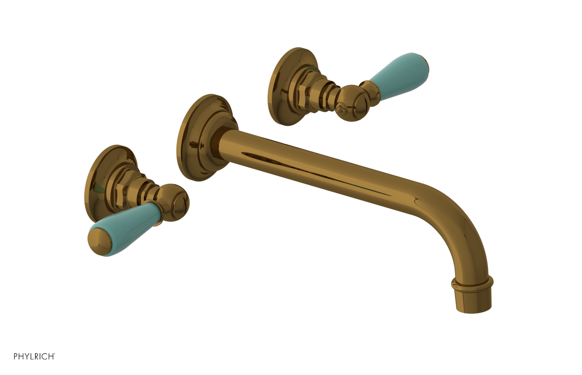JAMESTOWN Wall Lavatory Set - 10" Spout - Lever Handle with "Turqoise" Accents 165-12-10
