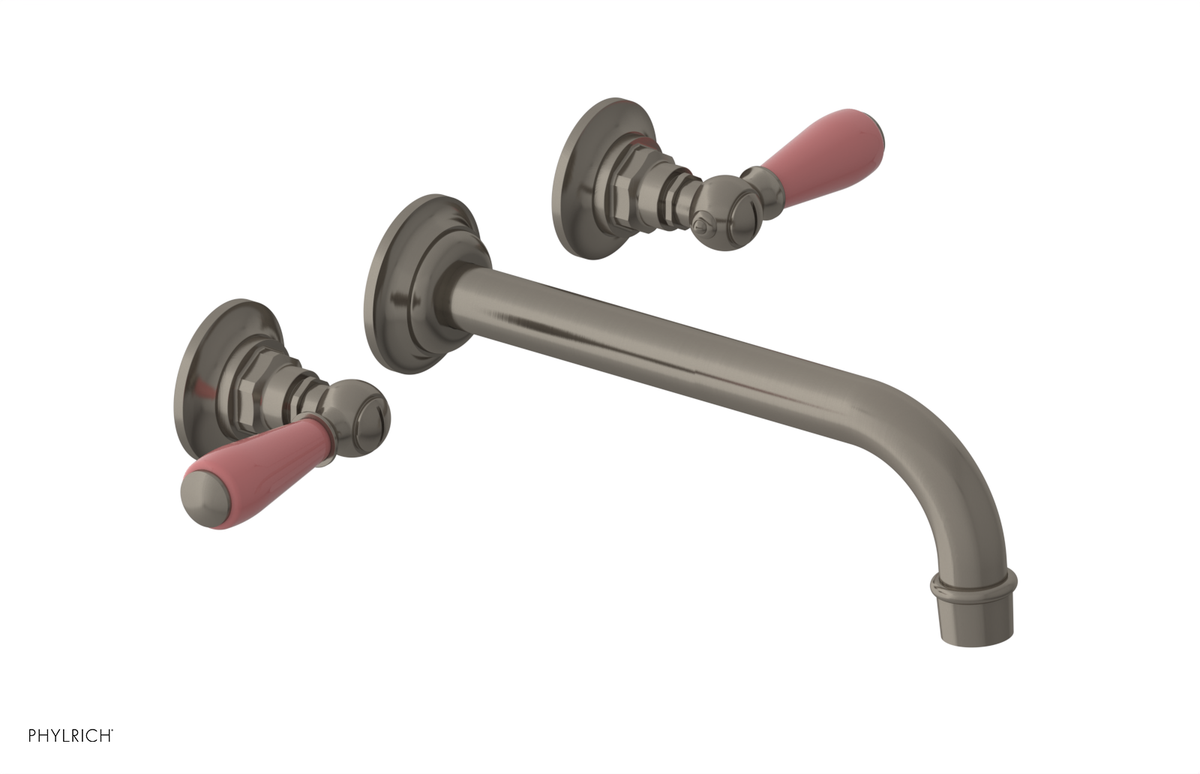 JAMESTOWN Wall Lavatory Set - 10" Spout - Lever Handle with "Pink" Accents 165-12-10