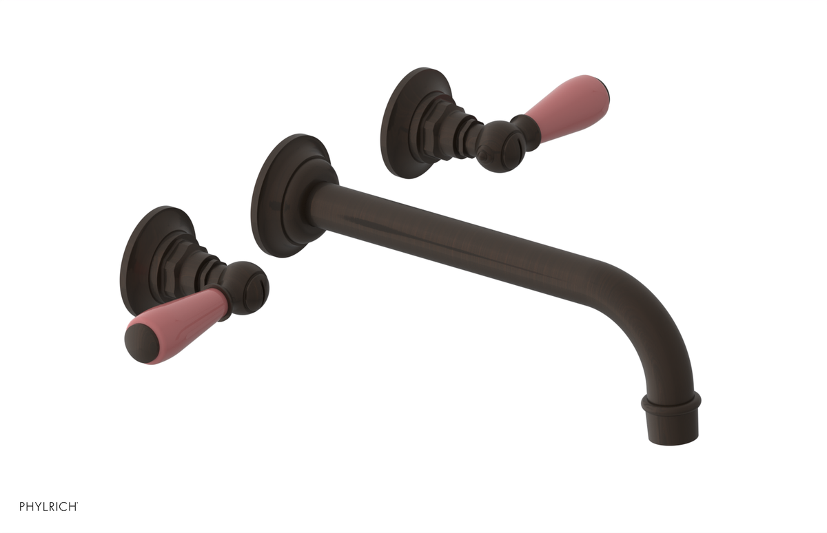 JAMESTOWN Wall Lavatory Set - 10" Spout - Lever Handle with "Pink" Accents 165-12-10