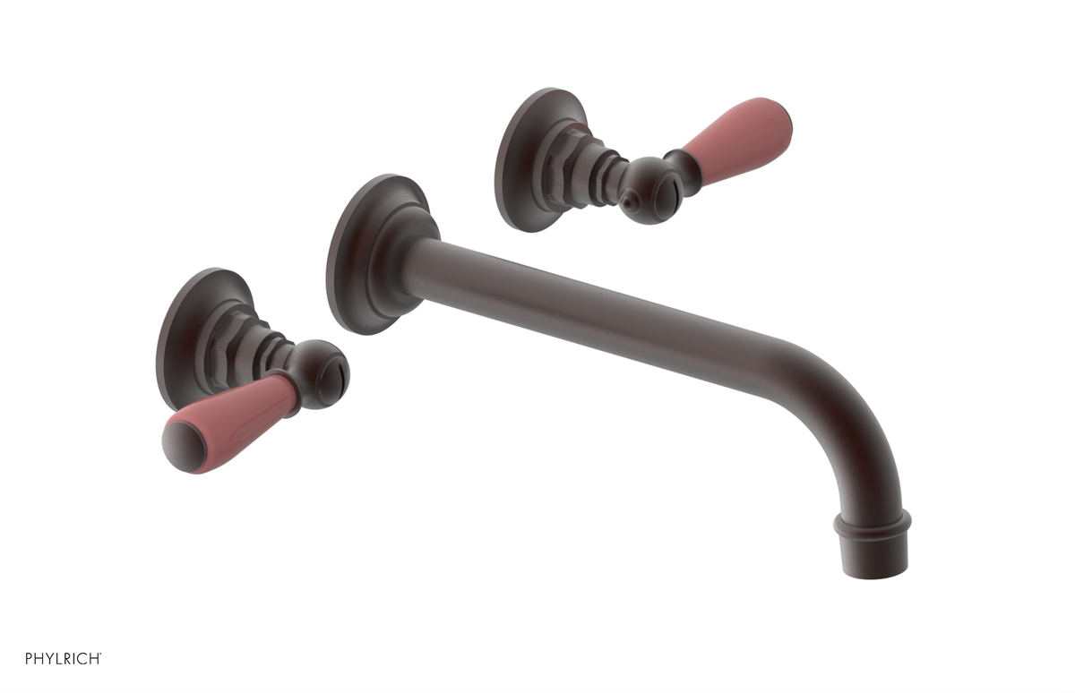 JAMESTOWN Wall Lavatory Set - 10" Spout - Lever Handle with "Pink" Accents 165-12-10