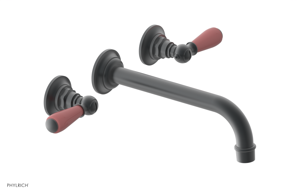 JAMESTOWN Wall Lavatory Set - 10" Spout - Lever Handle with "Pink" Accents 165-12-10