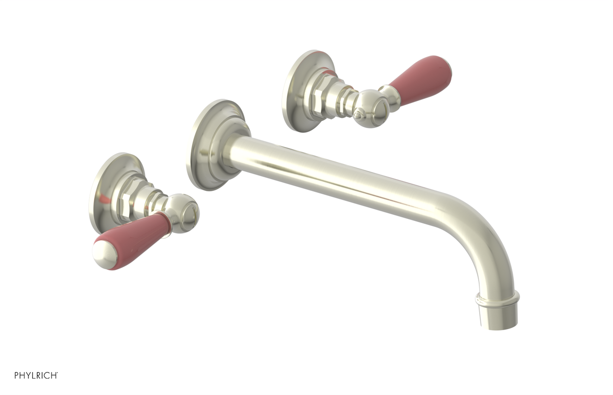 JAMESTOWN Wall Lavatory Set - 10" Spout - Lever Handle with "Pink" Accents 165-12-10