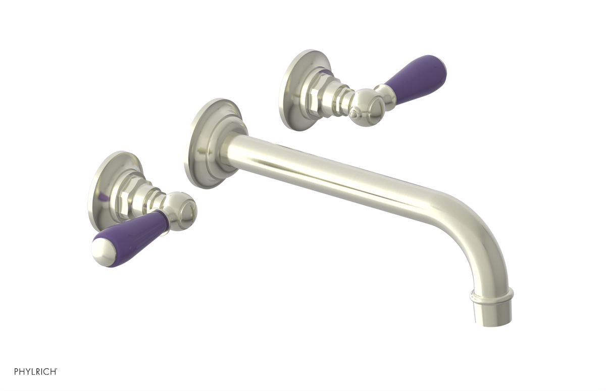 JAMESTOWN Wall Lavatory Set - 10" Spout - Lever Handle with "Purple" Accents 165-12-10