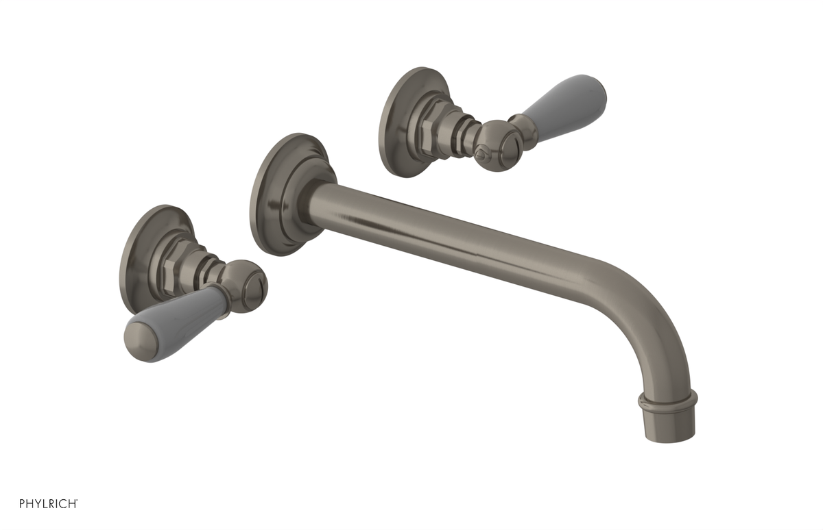 JAMESTOWN Wall Lavatory Set - 10" Spout - Lever Handle with "Grey" Accents 165-12-10