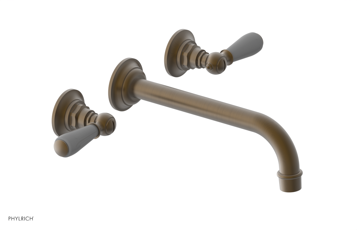 JAMESTOWN Wall Lavatory Set - 10" Spout - Lever Handle with "Grey" Accents 165-12-10