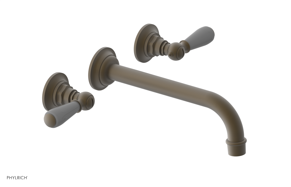 JAMESTOWN Wall Lavatory Set - 10" Spout - Lever Handle with "Grey" Accents 165-12-10