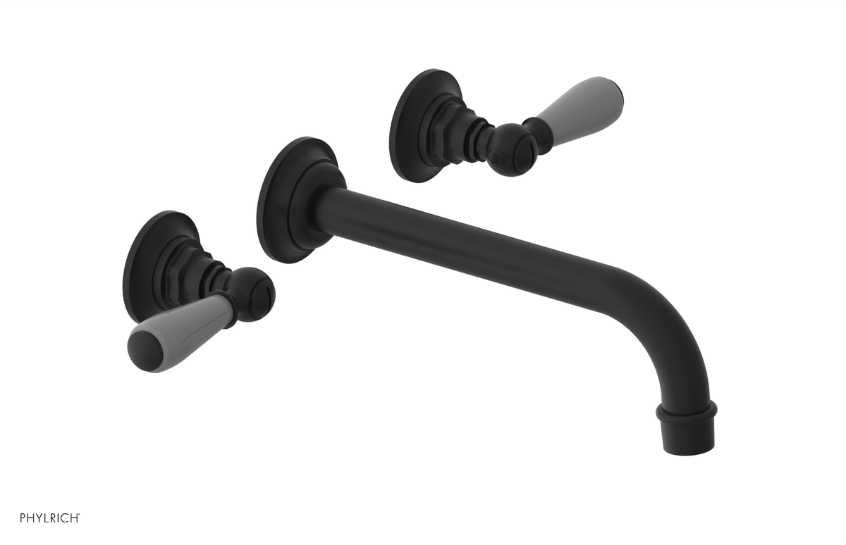 JAMESTOWN Wall Lavatory Set - 10" Spout - Lever Handle with "Grey" Accents 165-12-10