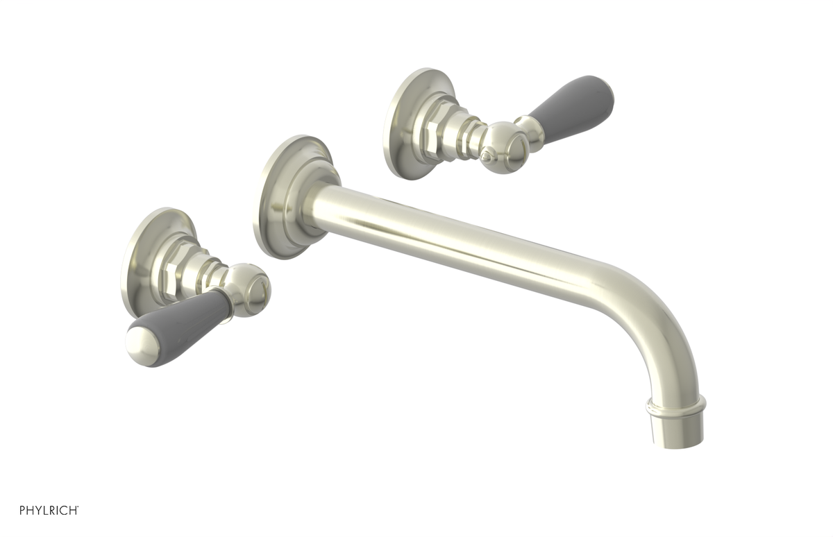 JAMESTOWN Wall Lavatory Set - 10" Spout - Lever Handle with "Grey" Accents 165-12-10