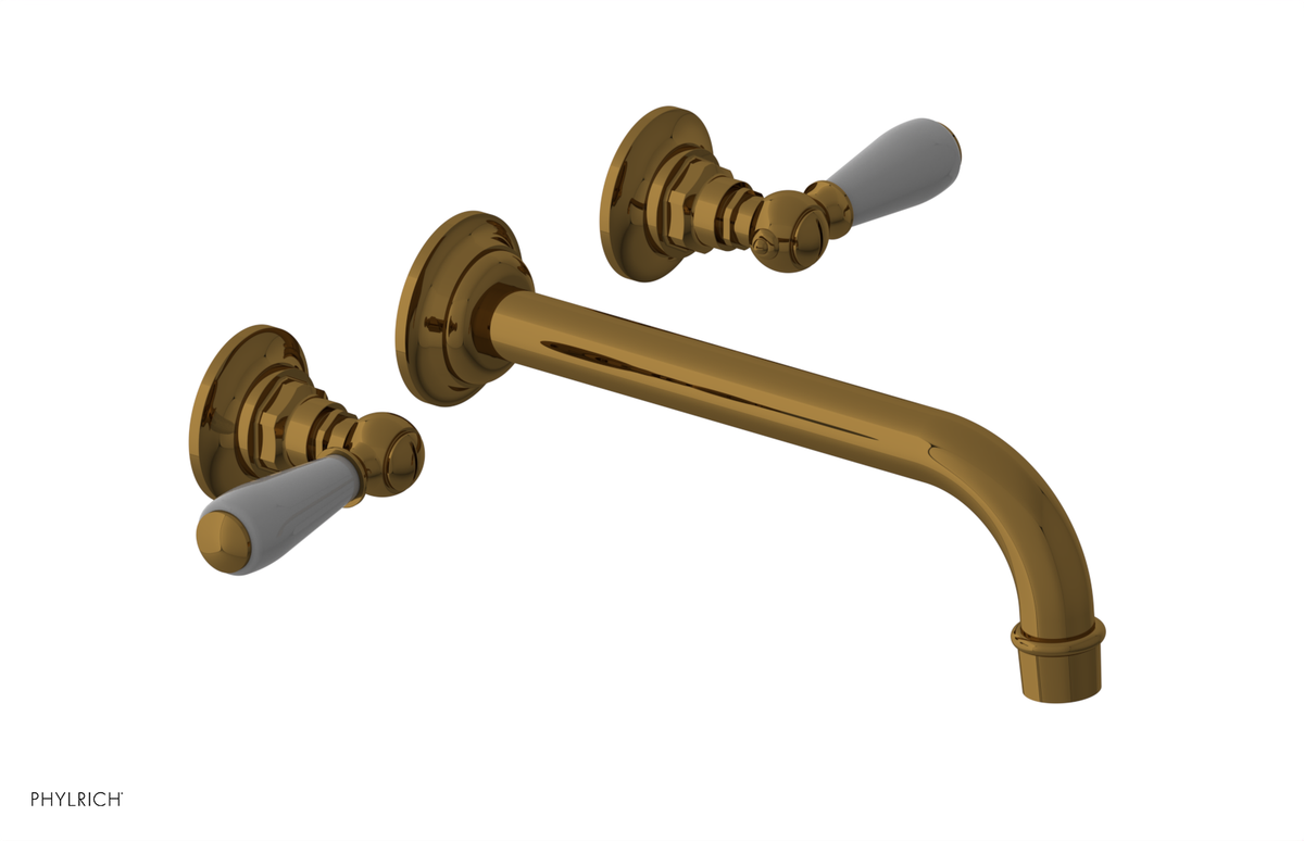 JAMESTOWN Wall Lavatory Set - 10" Spout - Lever Handle with "Grey" Accents 165-12-10