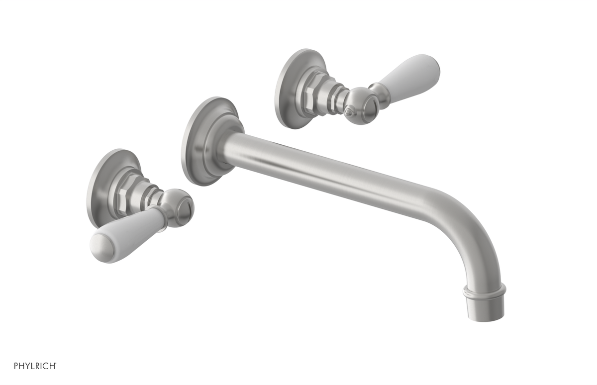 JAMESTOWN Wall Lavatory Set - 10" Spout - Lever Handle with "White" Accents 165-12-10