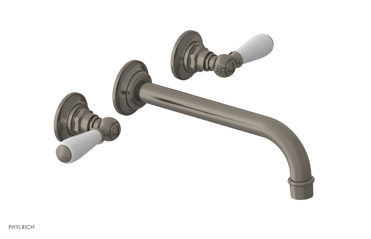JAMESTOWN Wall Lavatory Set - 10" Spout - Lever Handle with "White" Accents 165-12-10