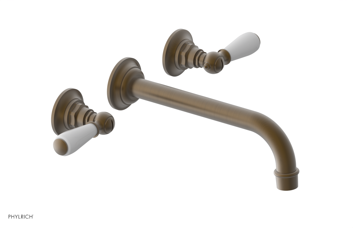 JAMESTOWN Wall Lavatory Set - 10" Spout - Lever Handle with "White" Accents 165-12-10