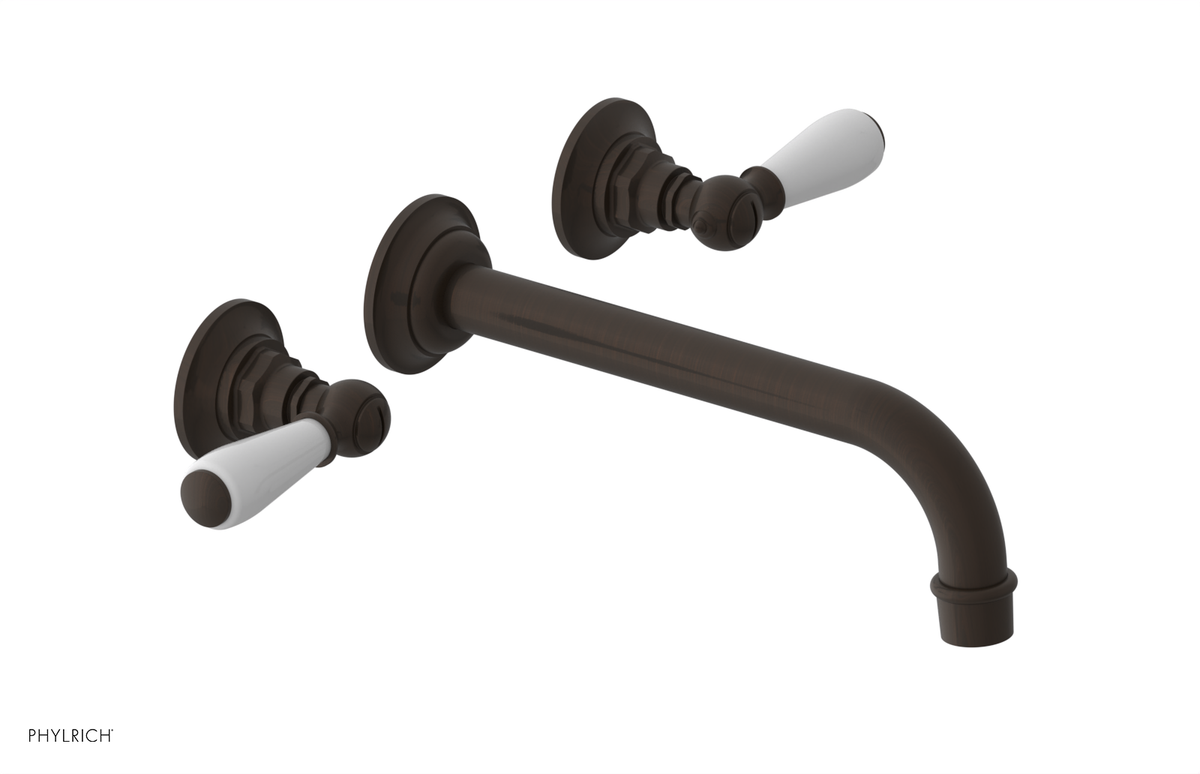 JAMESTOWN Wall Lavatory Set - 10" Spout - Lever Handle with "White" Accents 165-12-10