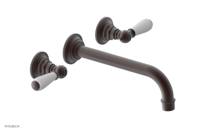 JAMESTOWN Wall Lavatory Set - 10" Spout - Lever Handle with "White" Accents 165-12-10