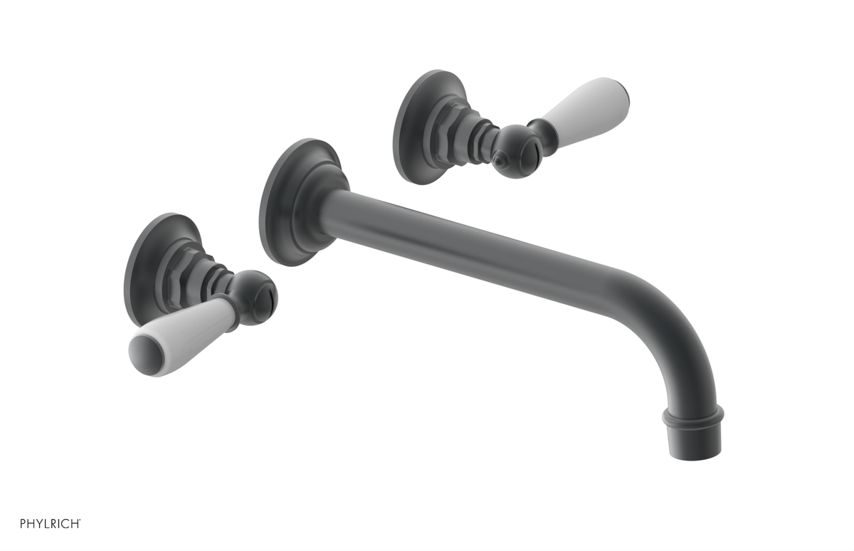 JAMESTOWN Wall Lavatory Set - 10" Spout - Lever Handle with "White" Accents 165-12-10