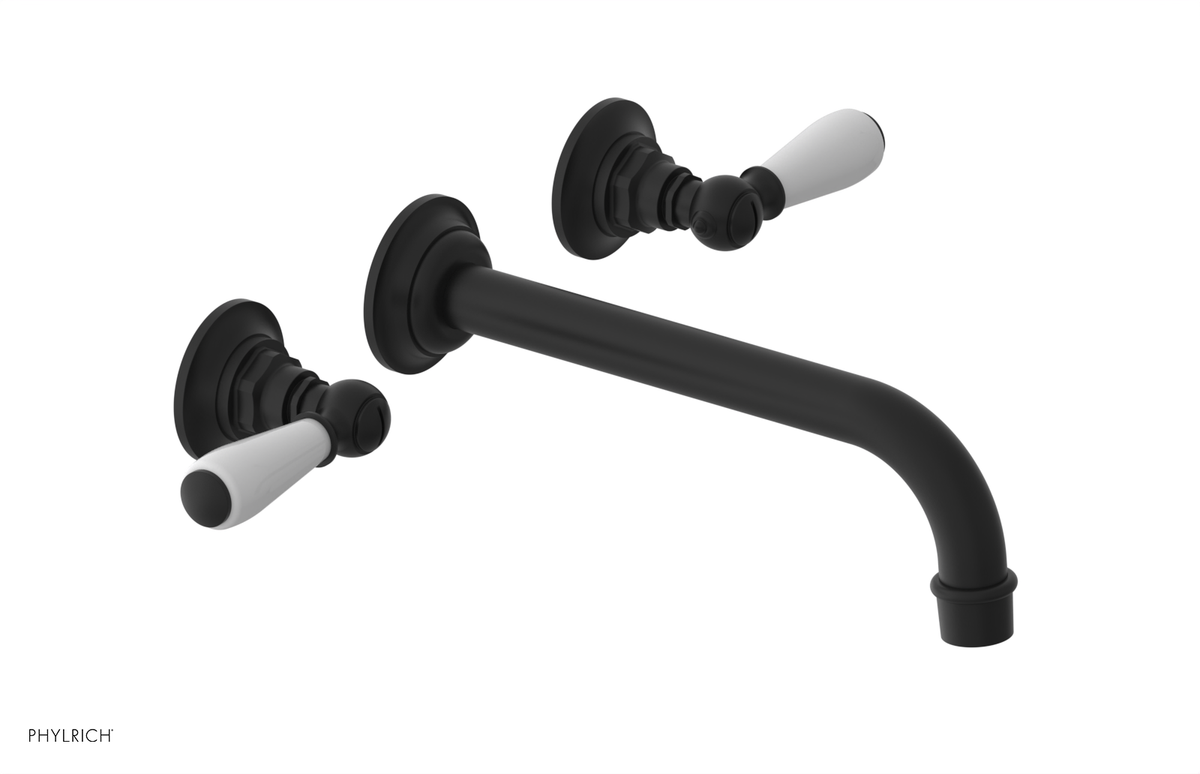 JAMESTOWN Wall Lavatory Set - 10" Spout - Lever Handle with "White" Accents 165-12-10