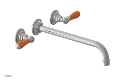 JAMESTOWN Wall Lavatory Set - 12" Spout - Lever Handle with "Orange" Accents 165-12-12