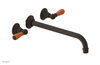JAMESTOWN Wall Lavatory Set - 12" Spout - Lever Handle with "Orange" Accents 165-12-12