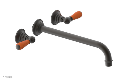 JAMESTOWN Wall Lavatory Set - 12" Spout - Lever Handle with "Orange" Accents 165-12-12