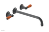 JAMESTOWN Wall Lavatory Set - 12" Spout - Lever Handle with "Orange" Accents 165-12-12