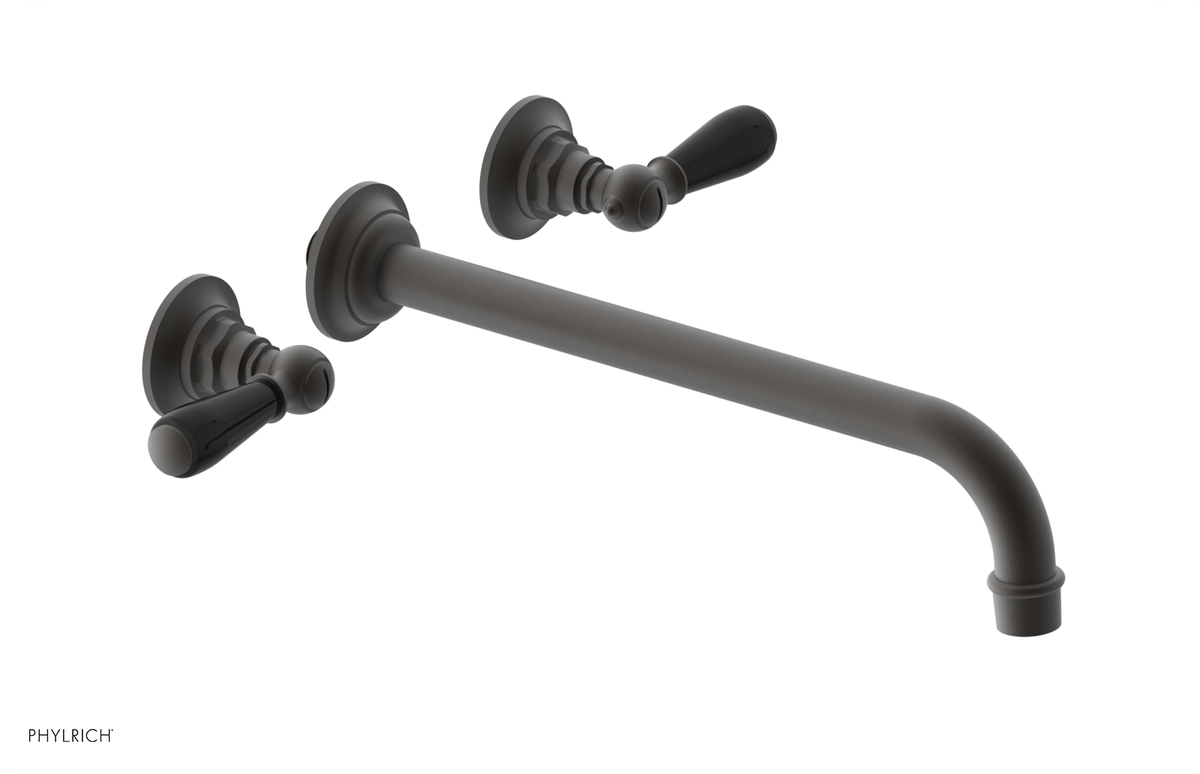 JAMESTOWN Wall Lavatory Set - 12" Spout - Lever Handle with "Black" Accents 165-12-12