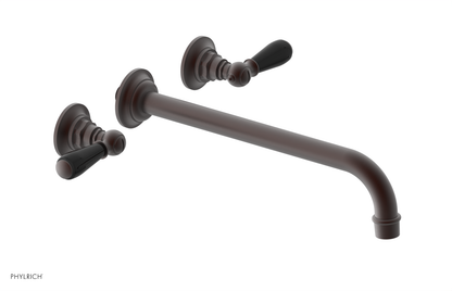 JAMESTOWN Wall Lavatory Set - 12" Spout - Lever Handle with "Black" Accents 165-12-12