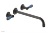 JAMESTOWN Wall Lavatory Set - 12" Spout - Lever Handle with "Light Blue" Accents 165-12-12
