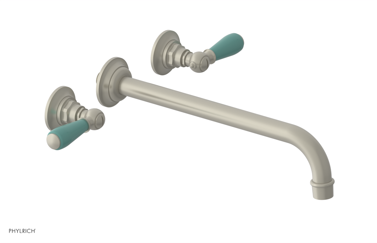 JAMESTOWN Wall Lavatory Set - 12" Spout - Lever Handle with "Turqoise" Accents 165-12-12