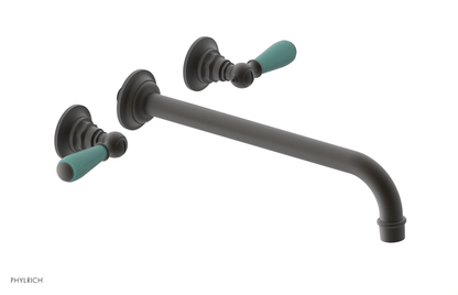JAMESTOWN Wall Lavatory Set - 12" Spout - Lever Handle with "Turqoise" Accents 165-12-12