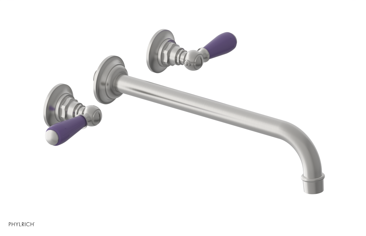 JAMESTOWN Wall Lavatory Set - 12" Spout - Lever Handle with "Purple" Accents 165-12-12