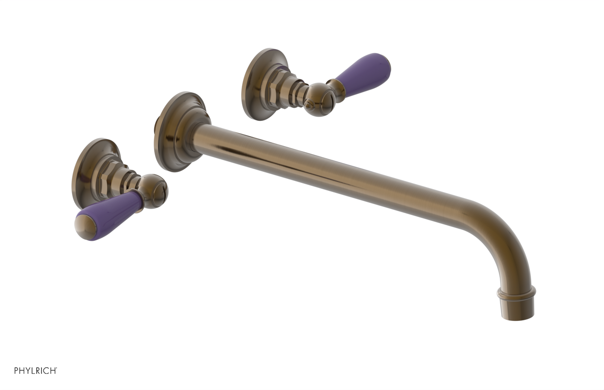 JAMESTOWN Wall Lavatory Set - 12" Spout - Lever Handle with "Purple" Accents 165-12-12