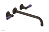 JAMESTOWN Wall Lavatory Set - 12" Spout - Lever Handle with "Purple" Accents 165-12-12