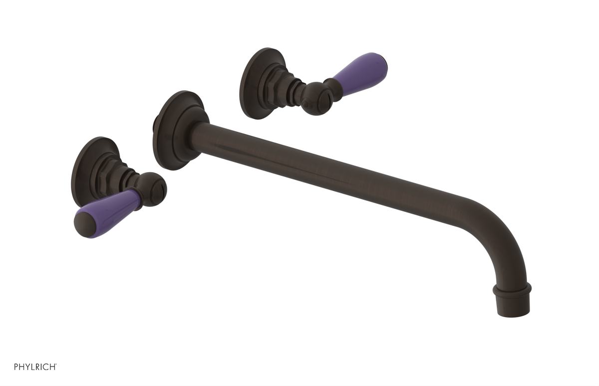 JAMESTOWN Wall Lavatory Set - 12" Spout - Lever Handle with "Purple" Accents 165-12-12