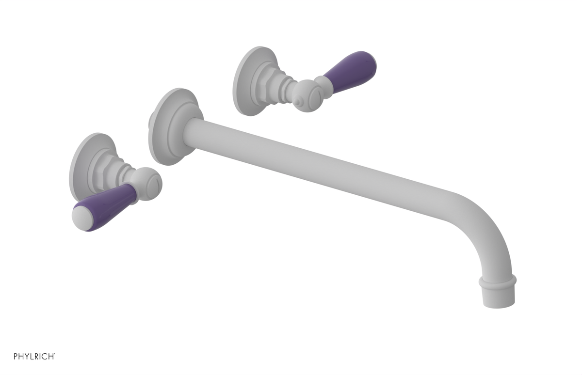 JAMESTOWN Wall Lavatory Set - 12" Spout - Lever Handle with "Purple" Accents 165-12-12