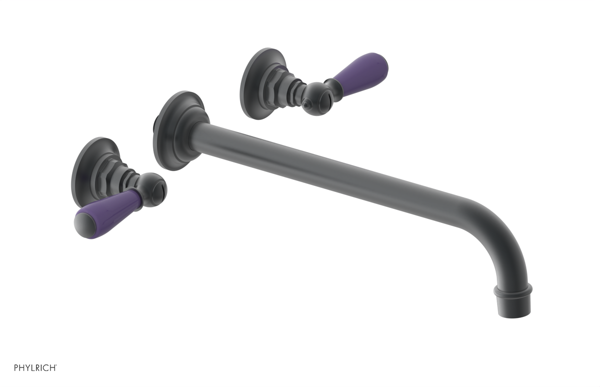 JAMESTOWN Wall Lavatory Set - 12" Spout - Lever Handle with "Purple" Accents 165-12-12