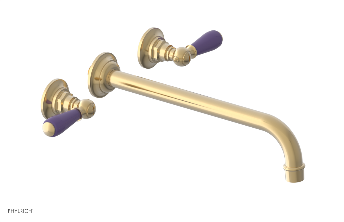 JAMESTOWN Wall Lavatory Set - 12" Spout - Lever Handle with "Purple" Accents 165-12-12
