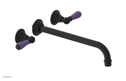 JAMESTOWN Wall Lavatory Set - 12" Spout - Lever Handle with "Purple" Accents 165-12-12