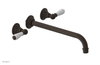 JAMESTOWN Wall Lavatory Set - 12" Spout - Lever Handle with "White" Accents 165-12-12