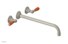 JAMESTOWN Wall Lavatory Set - 14" Spout - Lever Handle with "Orange" Accents 165-12-14