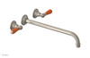 JAMESTOWN Wall Lavatory Set - 14" Spout - Lever Handle with "Orange" Accents 165-12-14