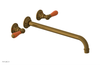 JAMESTOWN Wall Lavatory Set - 14" Spout - Lever Handle with "Orange" Accents 165-12-14
