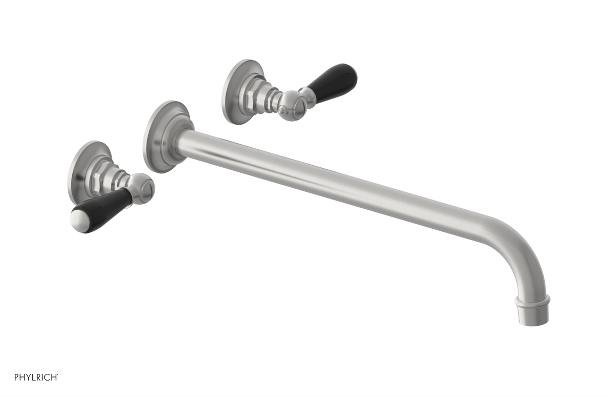 JAMESTOWN Wall Lavatory Set - 14" Spout - Lever Handle with "Black" Accents 165-12-14