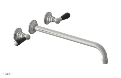 JAMESTOWN Wall Lavatory Set - 14" Spout - Lever Handle with "Black" Accents 165-12-14