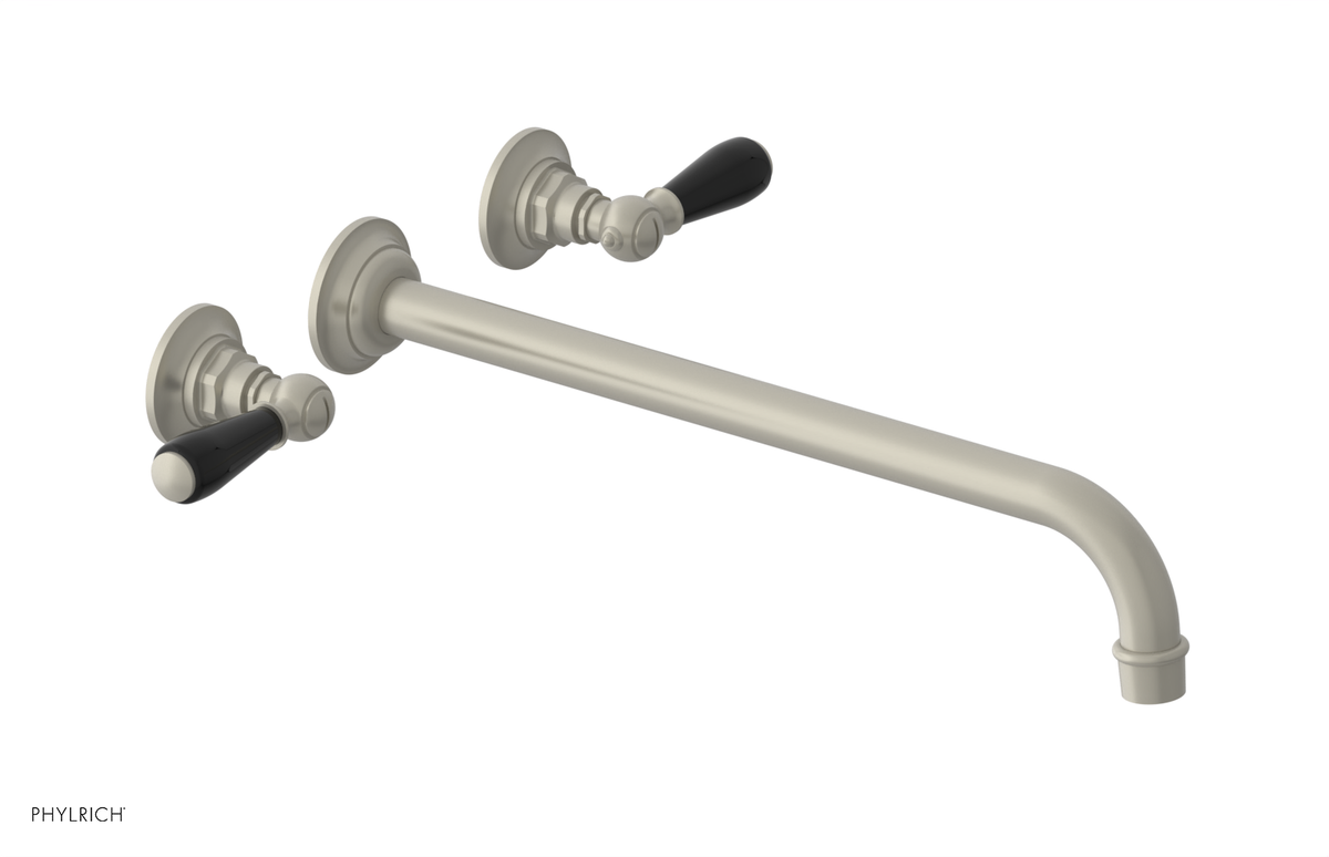 JAMESTOWN Wall Lavatory Set - 14" Spout - Lever Handle with "Black" Accents 165-12-14