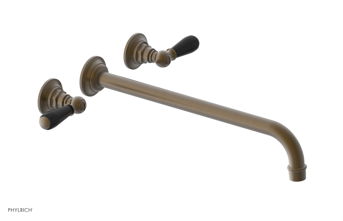 JAMESTOWN Wall Lavatory Set - 14" Spout - Lever Handle with "Black" Accents 165-12-14
