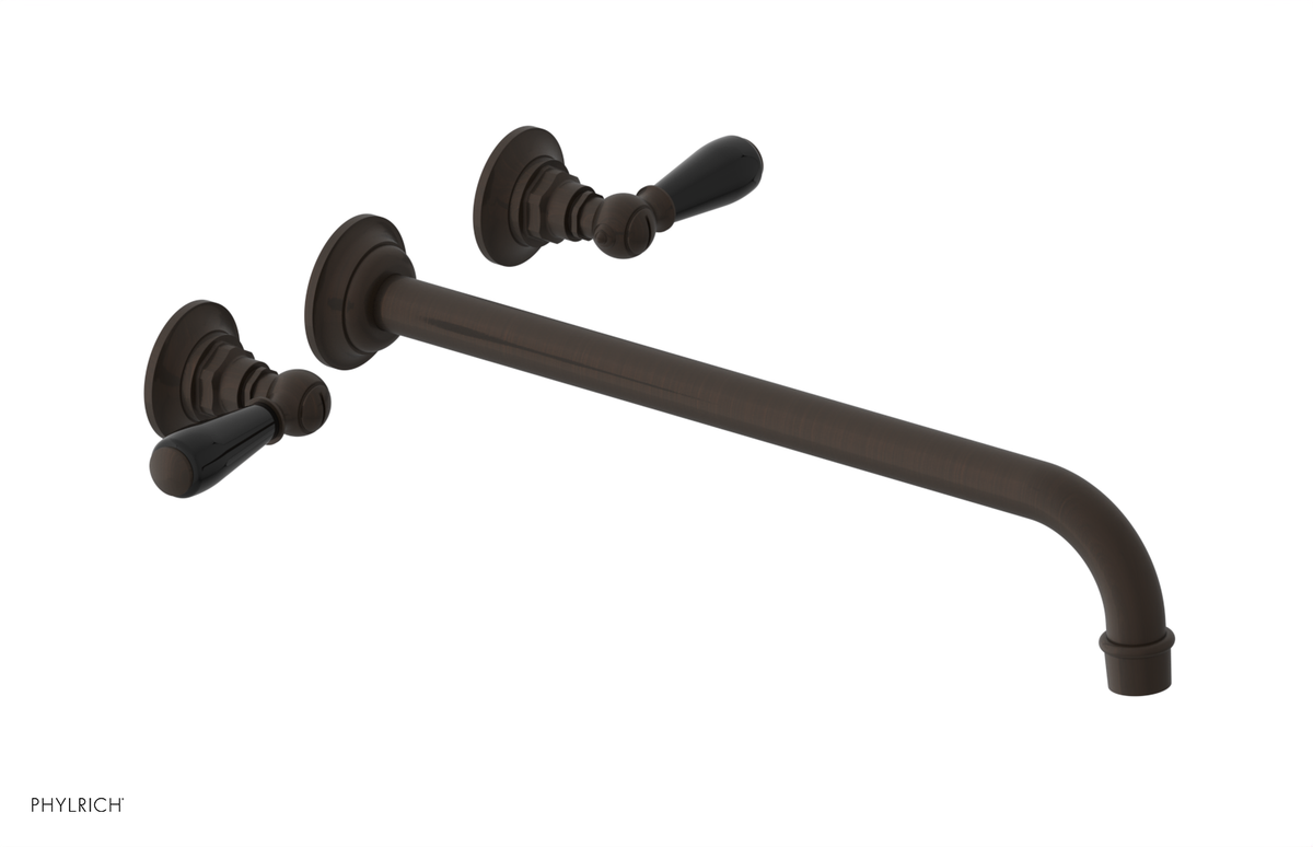 JAMESTOWN Wall Lavatory Set - 14" Spout - Lever Handle with "Black" Accents 165-12-14