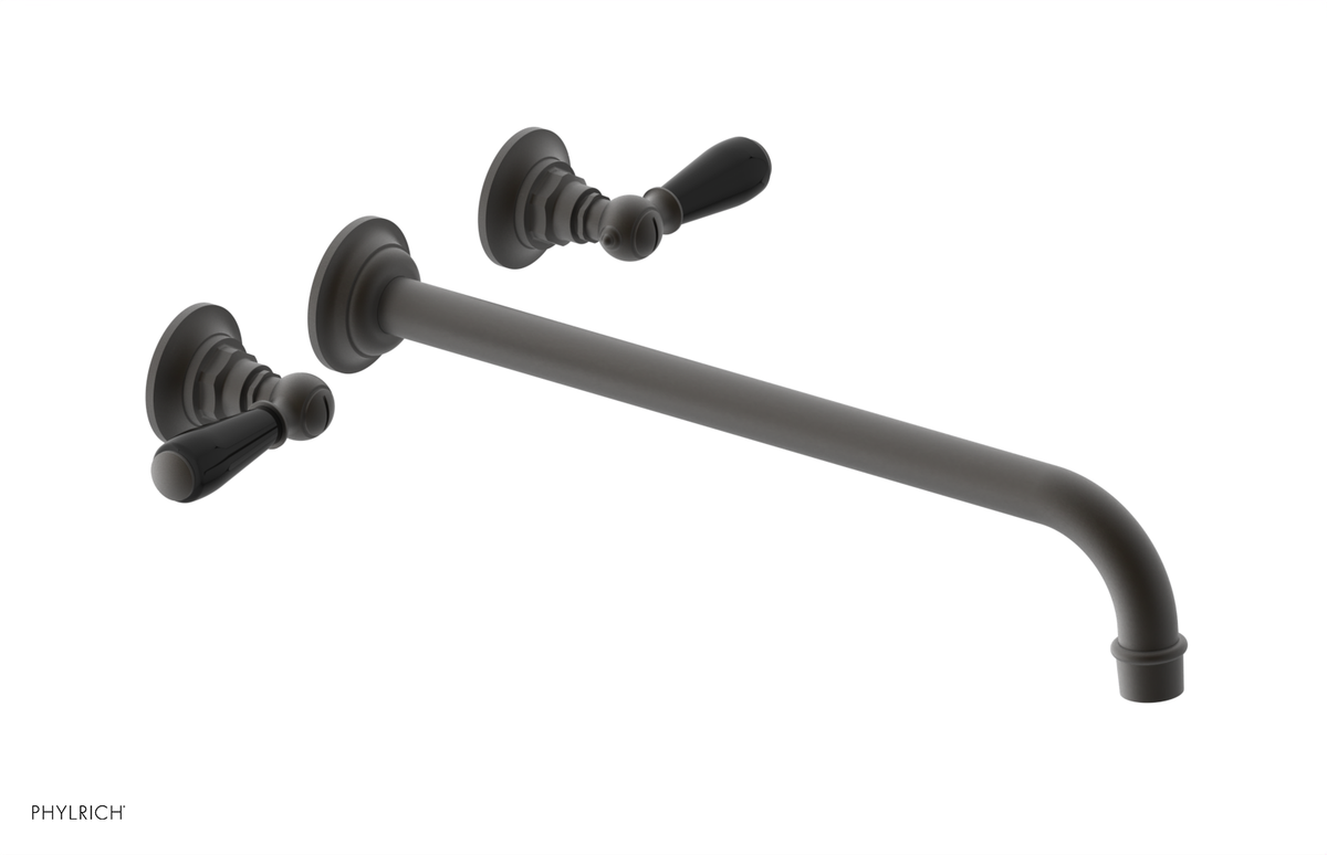 JAMESTOWN Wall Lavatory Set - 14" Spout - Lever Handle with "Black" Accents 165-12-14